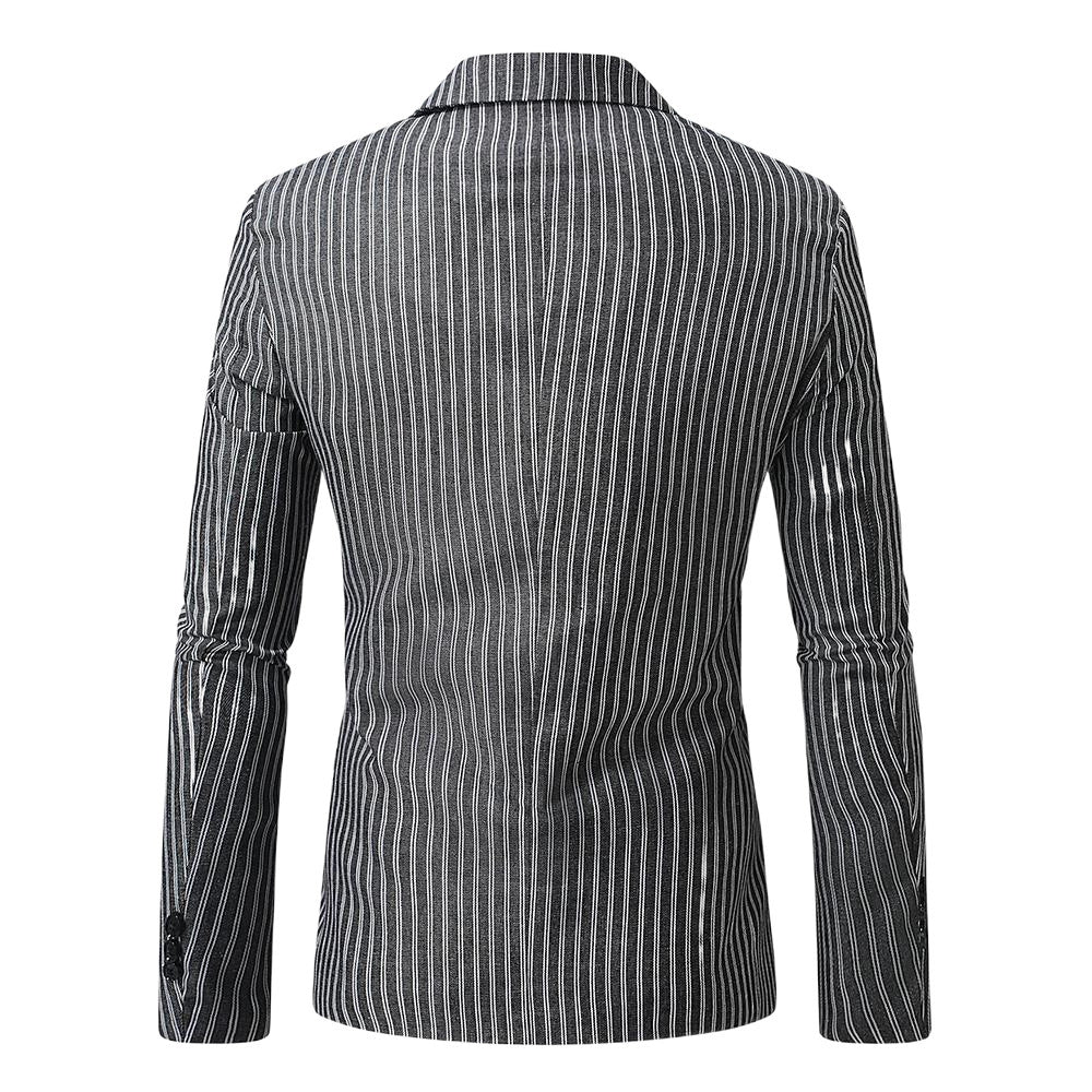 Herren nan gestreiftes Slim-Fit Sakko mit schmalem Revers und Single-Button Drune