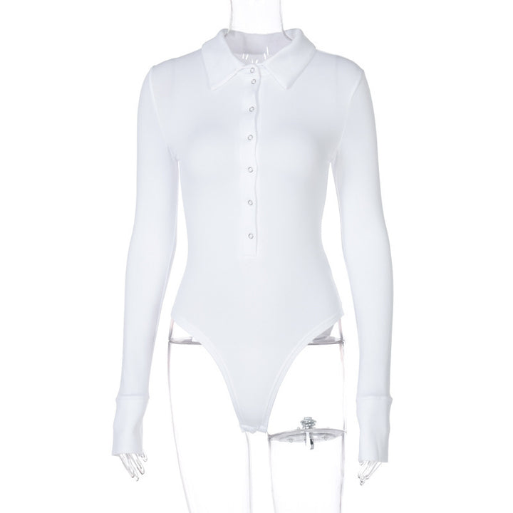 Damen Elegantes Body mit Knopfleiste und langen Ärmeln Drune