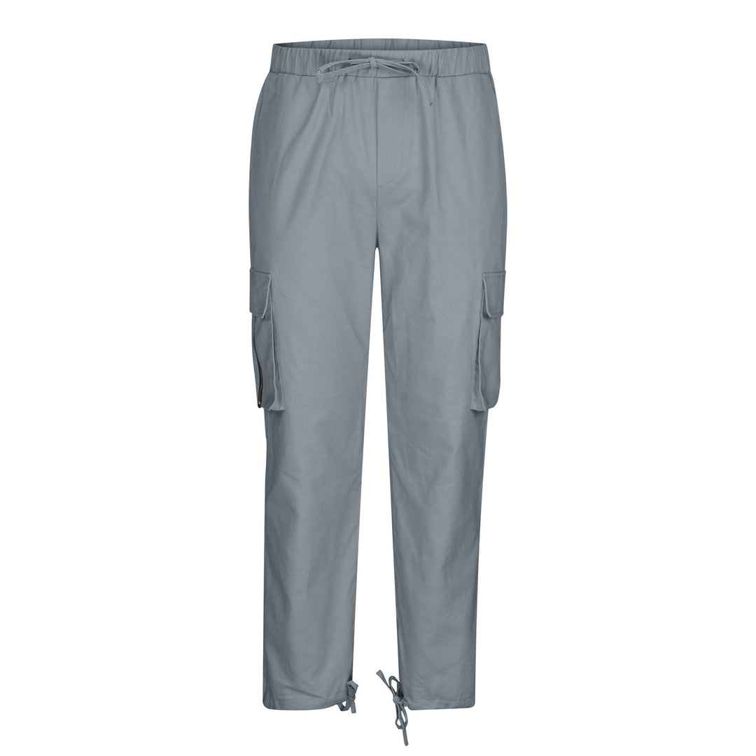 Damen nan lässige Cargo-Hose mit elastischem Kordelzugbund, Klappentaschen und verstellbaren Knöchelschnüren Drune