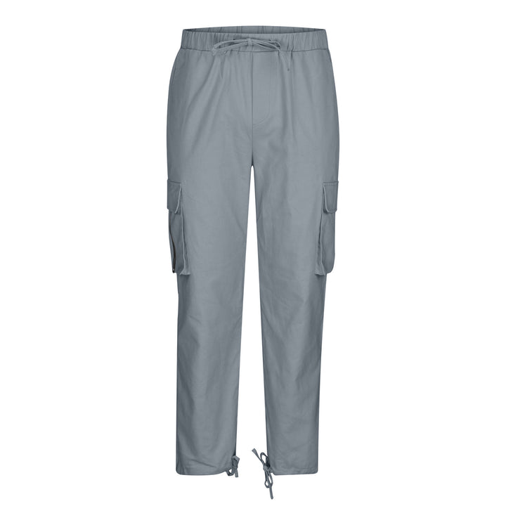 Damen nan lässige Cargo-Hose mit elastischem Kordelzugbund, Klappentaschen und verstellbaren Knöchelschnüren Drune