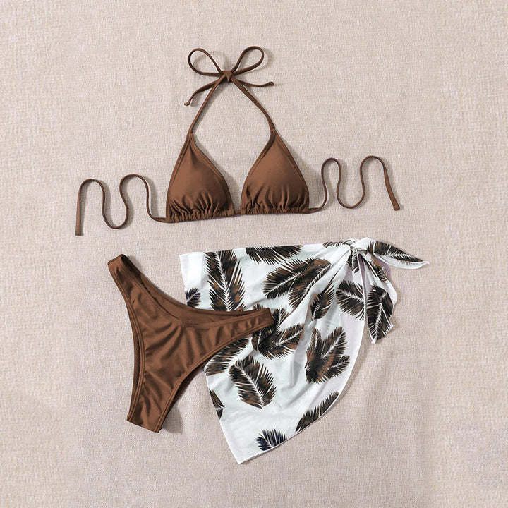 Damen Triangel-Bikini mit bedrucktem Wickelrock Drune
