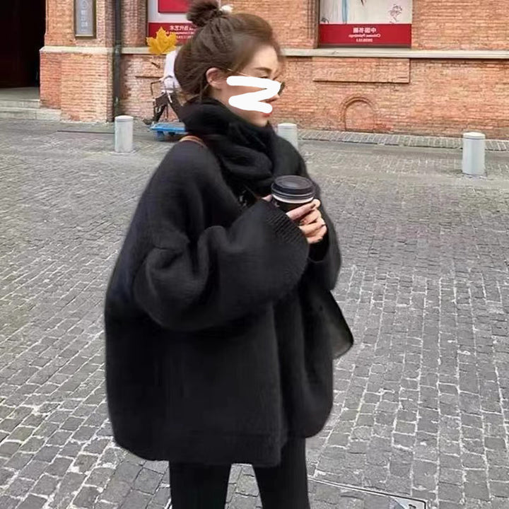 Damen kuschelige Strickjacke mit offenen Fronten und praktischen Taschen Drune