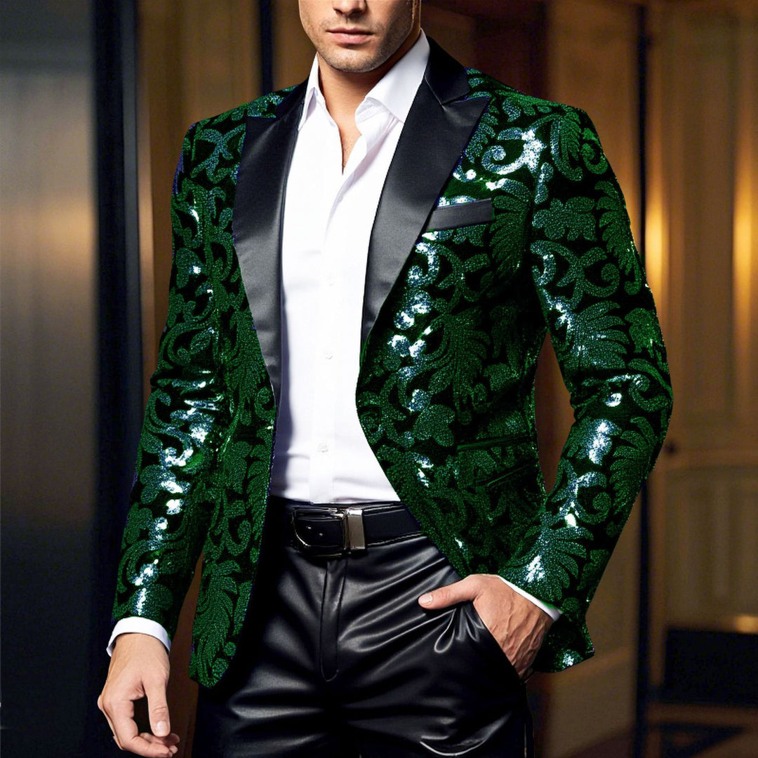 Damen eleganter Pailletten-Blazer mit floralem Design und luxuriösem Schnitt Drune