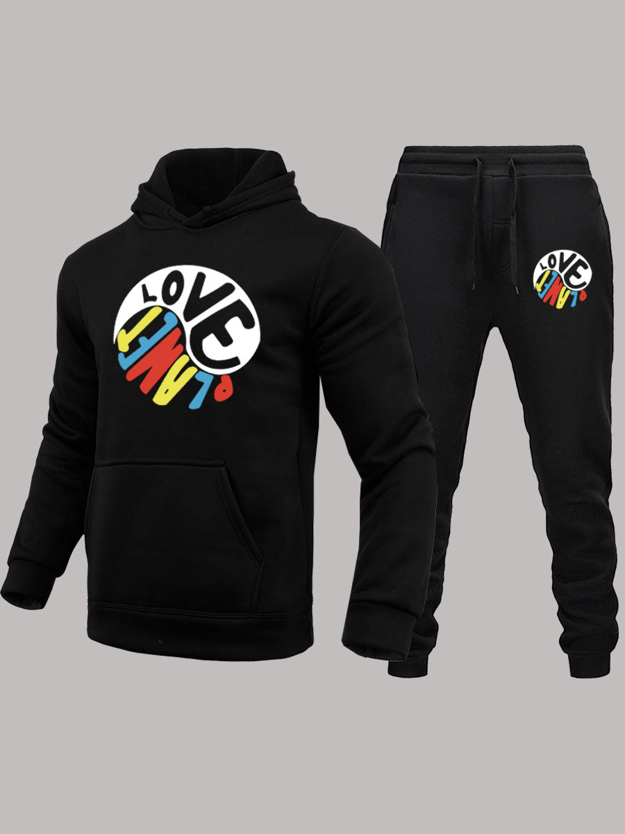 Herren Hoodie und Jogginghose Set mit kreativem Print Drune