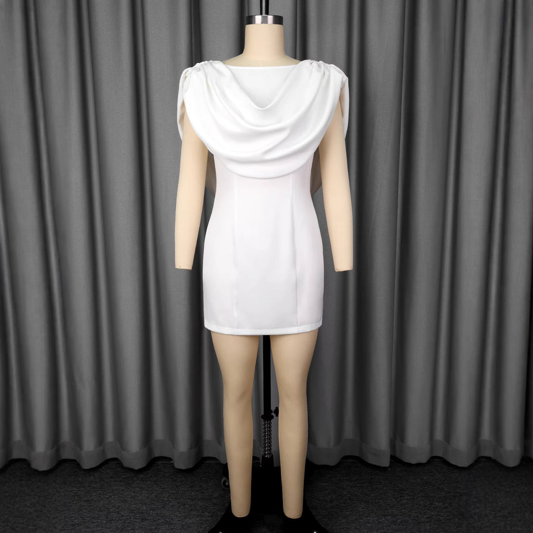 Damen Elegantes Minikleid mit drapiertem Schalkragen Drune