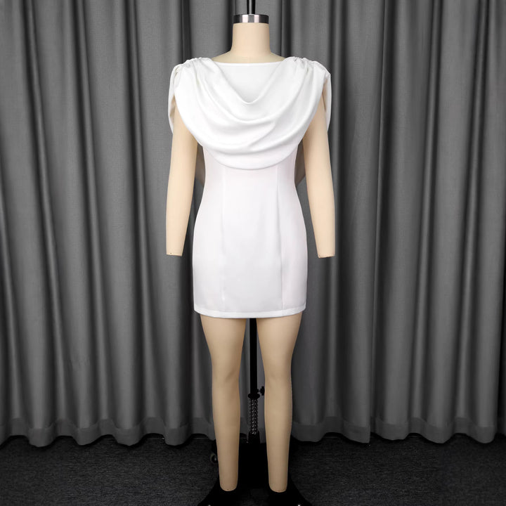 Damen Elegantes Minikleid mit drapiertem Schalkragen Drune