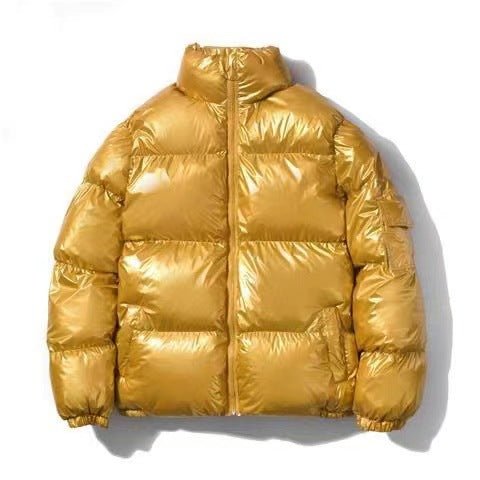 Herren nan glänzende Oversize Daunenoptik Steppjacke mit hohem Stehkragen und elastischen Bündchen Drune