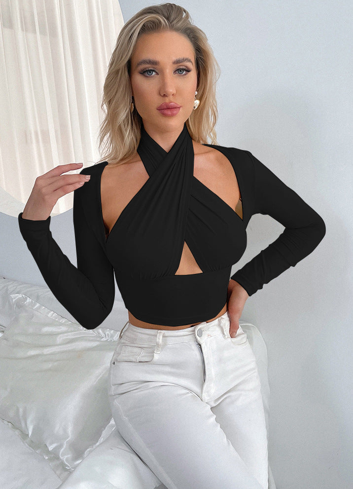 Damen Cropped Top mit innovativem Wickeldesign Drune
