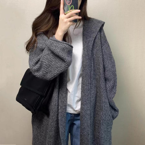 Damen Grobstrick Cardigan mit offenem Schnitt und lässigem Design Drune