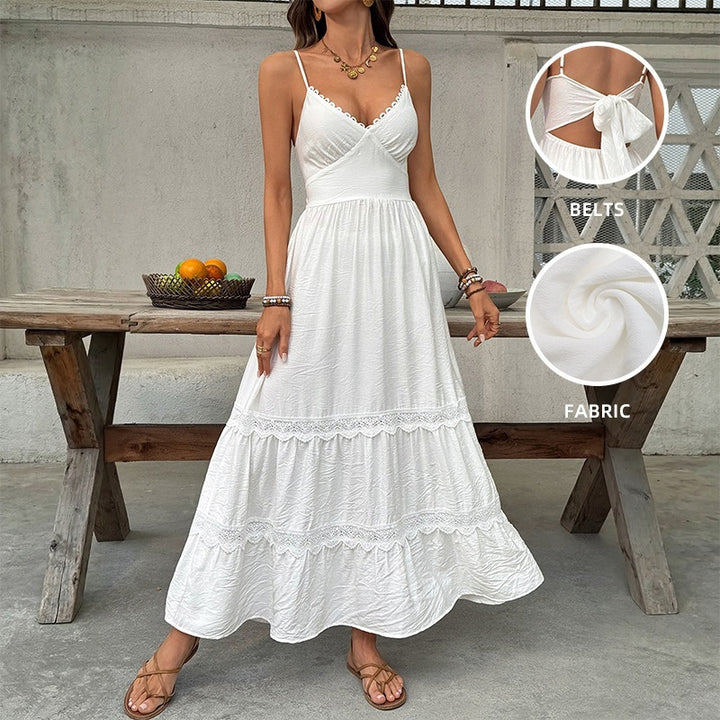 Damen Elegantes Maxikleid mit Crinkle-Beauty und Rüschendetails Drune