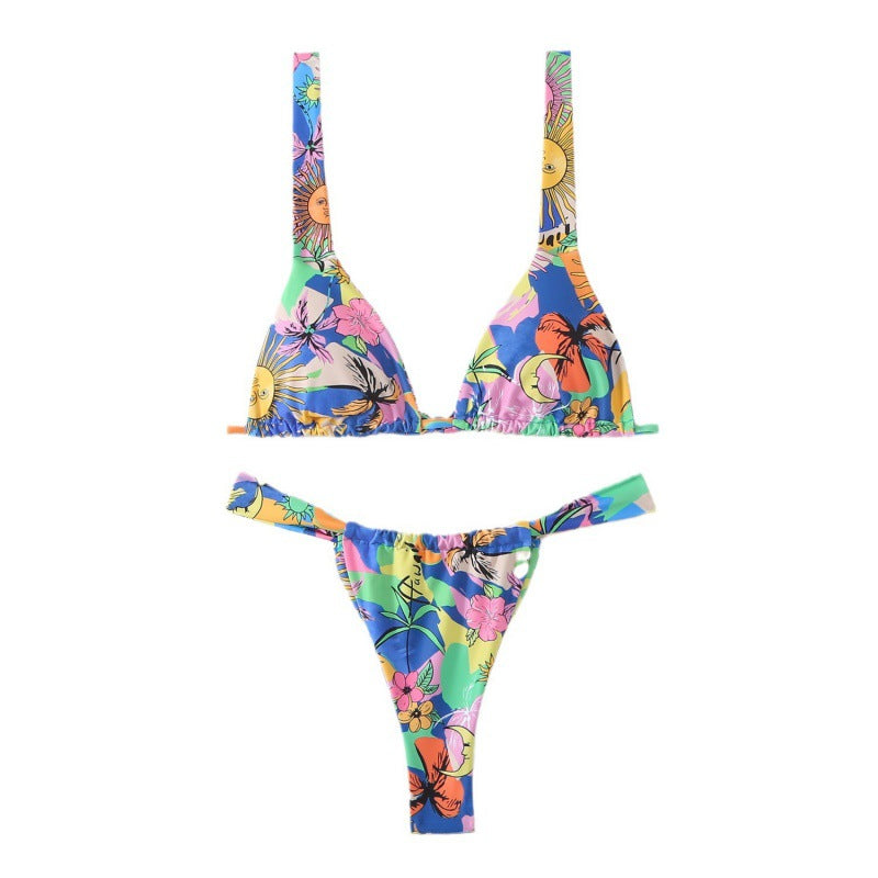 Damen wunderschöner Bikini mit floralen Mustern Drune