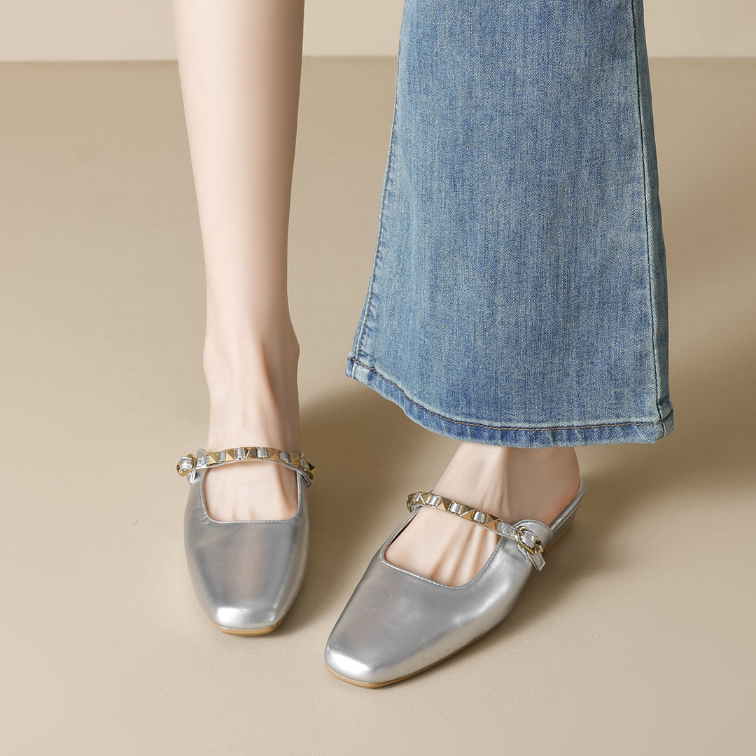Damen modische Slingback-Mules mit eleganter Kettenverzierung und komfortablem Blockabsatz Drune