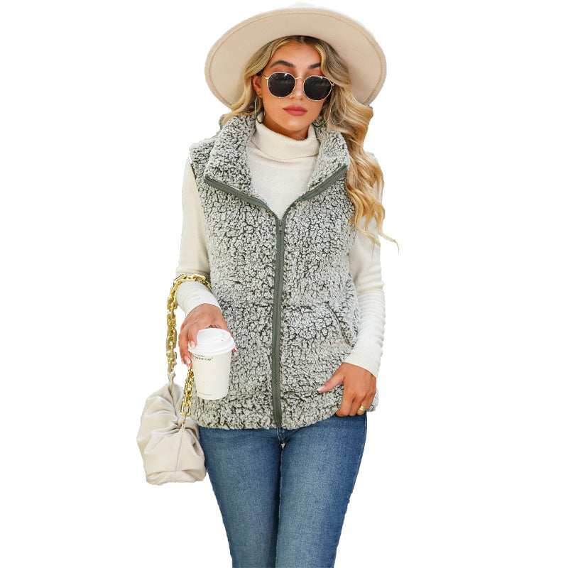 Damen Kuschelige Fleece-Weste mit hohem Kragen und praktischen Taschen Drune