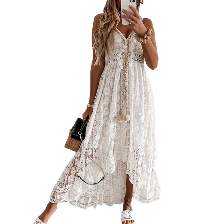 Damen Spitzen Maxikleid Drune