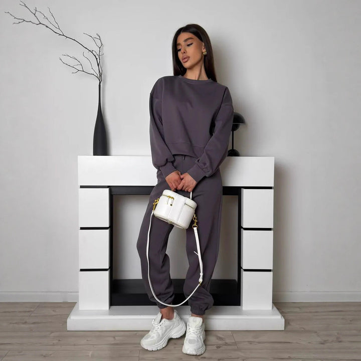 Damen Komfortables Sweatset mit lässiger Passform und hohen Bündchen Drune