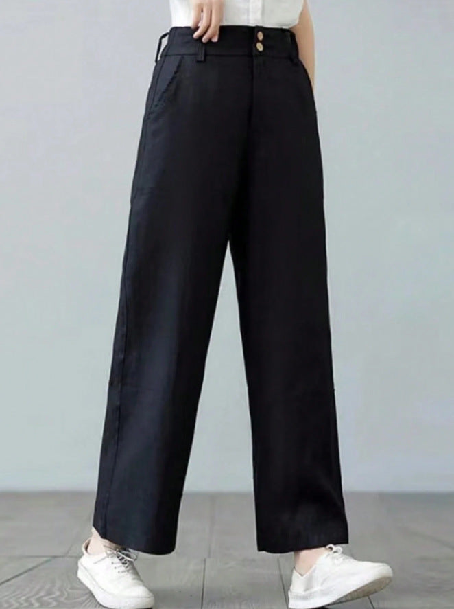 Damen Weite Leinenhose mit elastischem Bund und praktischen Seitentaschen Drune