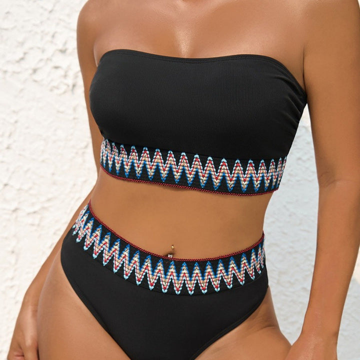 Damen Bandeau-Bikini-Set mit hochwertigem Stickdesign Drune