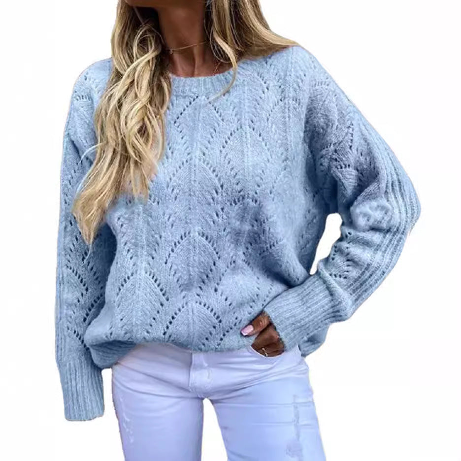 Damen Strickpullover mit feinem Lochmuster Drune
