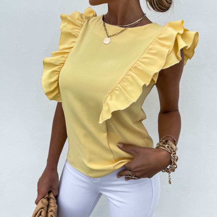 Damen elegante Bluse mit Rüschenärmel Drune
