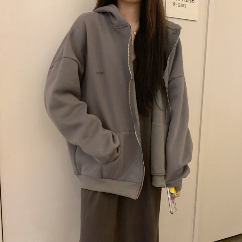 Damen Zipper Hoodie mit oversized Schnitt Drune