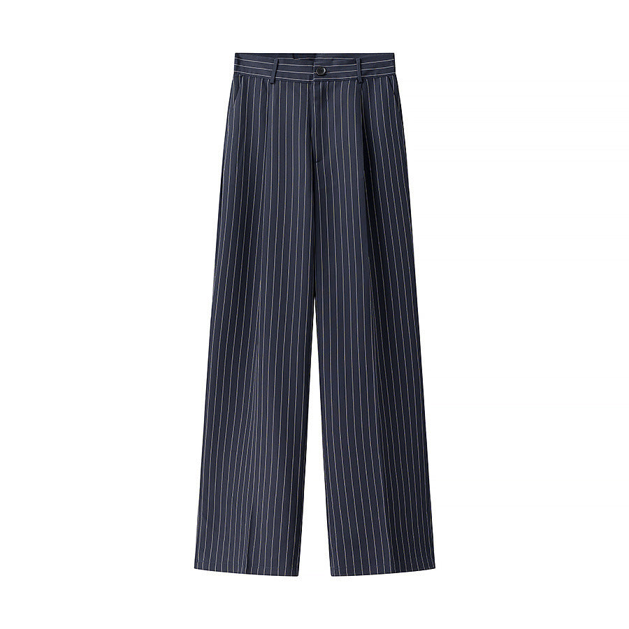 Damen weite Hochbund-Hose mit eleganten Streifen Drune