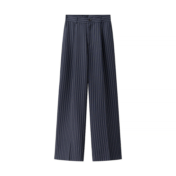 Damen weite Hochbund-Hose mit eleganten Streifen Drune
