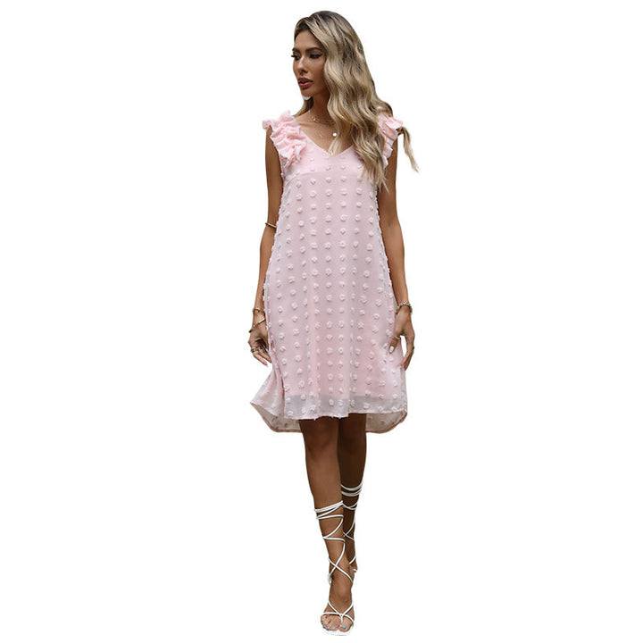 Damen ärmelloses Sommerkleid mit Rüschen und strukturiertem Design Drune