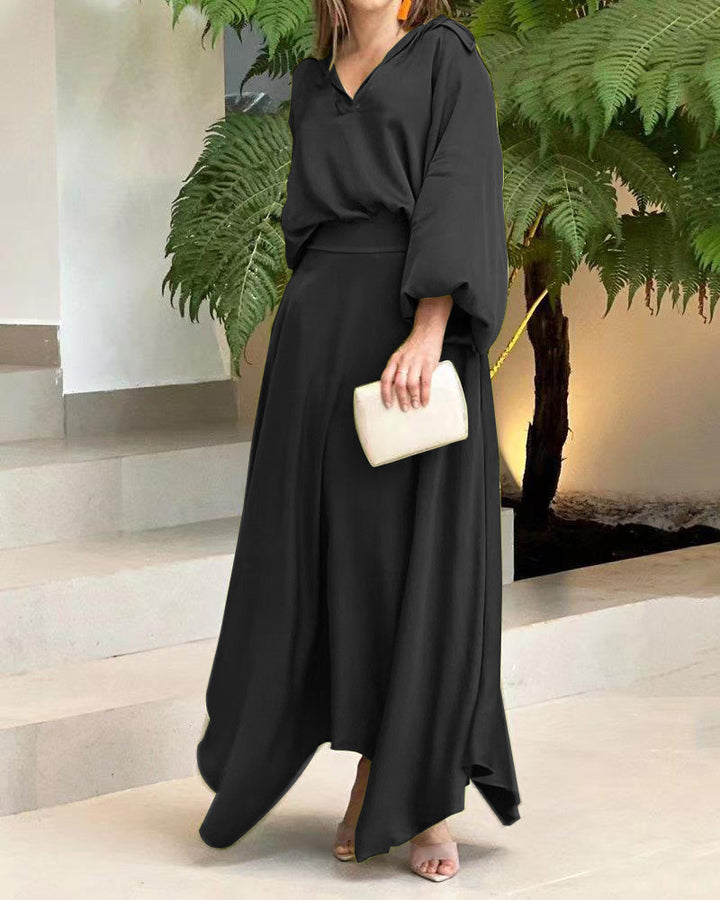Damen Maxikleid mit weitem Schnitt und eleganten Ärmeln Drune