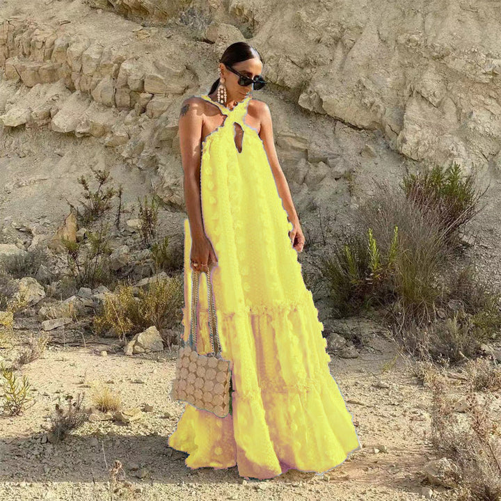Damen Maxi-Kleid mit verspielten Rüschendetails und floralem Muster Drune