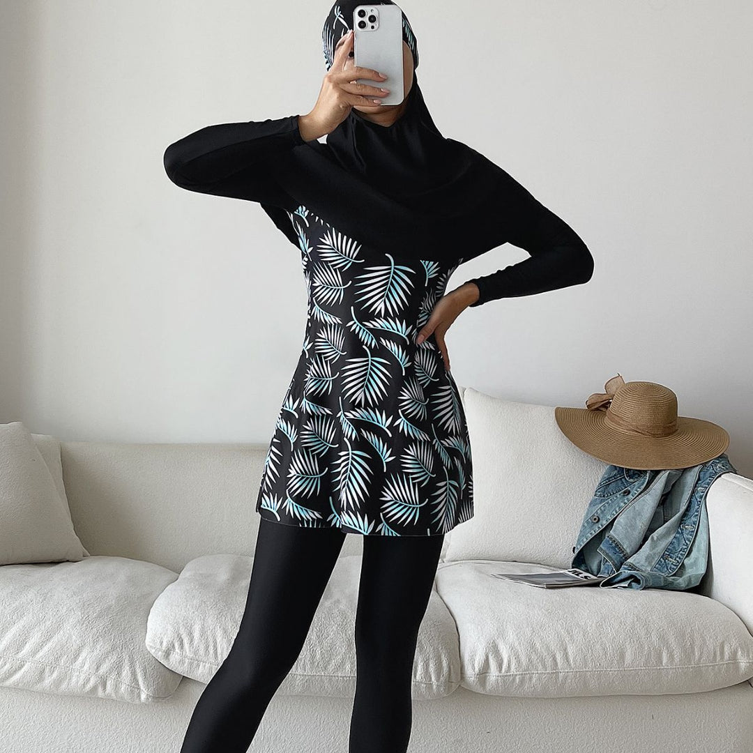 Damen Modisches 360-Grad-Schwimmanzug mit integrierter Hijab Drune