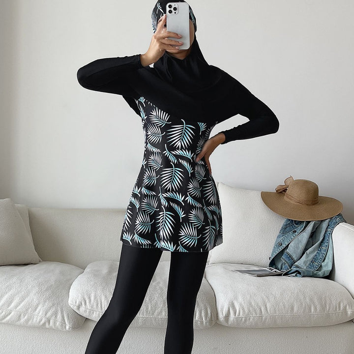 Damen Modisches 360-Grad-Schwimmanzug mit integrierter Hijab Drune