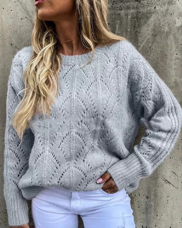 Damen Strickpullover mit feinem Lochmuster Drune