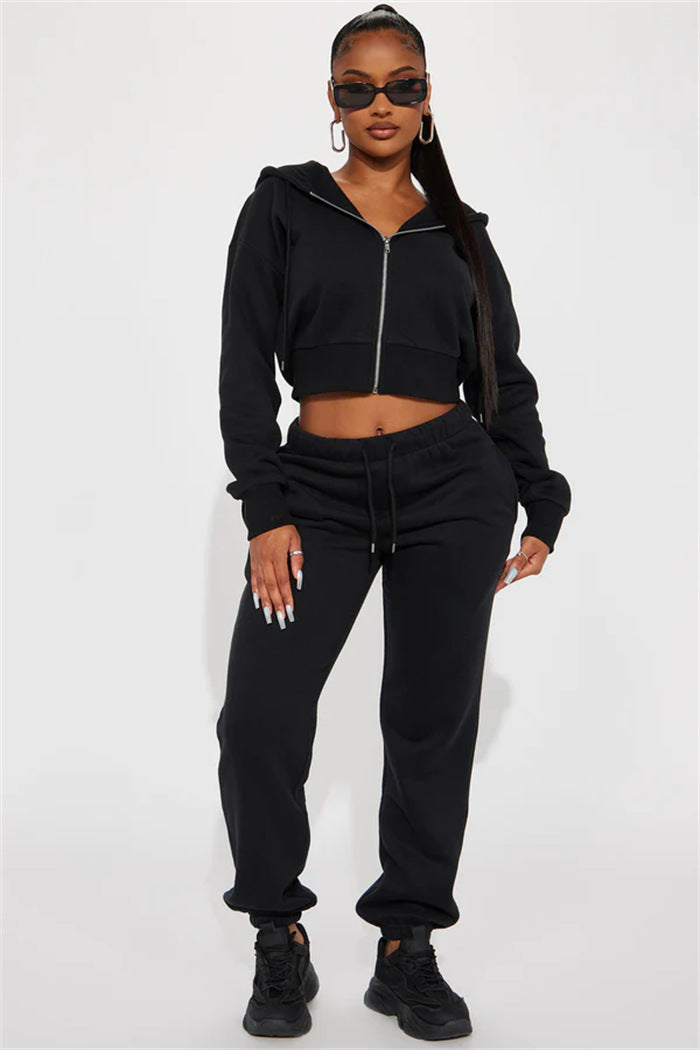 Damen Relaxed-Fit Sweat-Set mit Kapuze und weiten Hosen Drune
