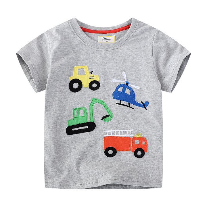 Jungen T-Shirt mit buntem Baumaschinen-Motiv Drune