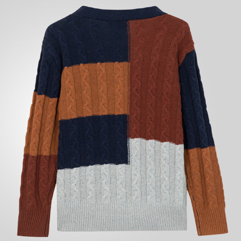 Herren Strickjacke mit modernem Zopfmuster und farblich abgestimmten Taschen Drune