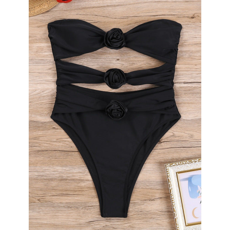 Damen Cut-Out Einteiler Badeanzug mit floralem Detail Drune