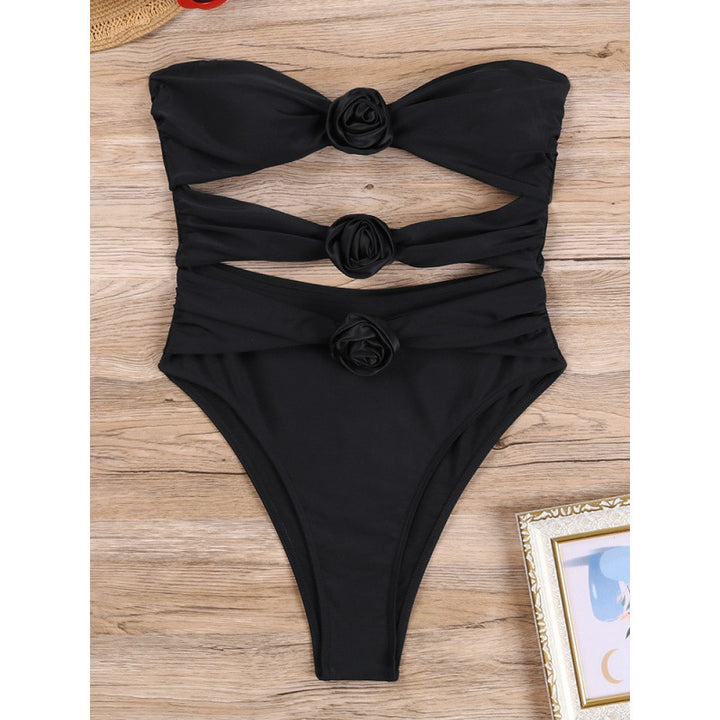 Damen Cut-Out Einteiler Badeanzug mit floralem Detail Drune