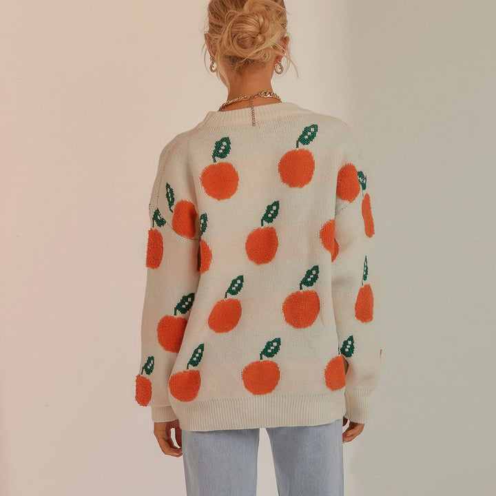Damen Strickpullover mit verspieltem Obstdesign Drune