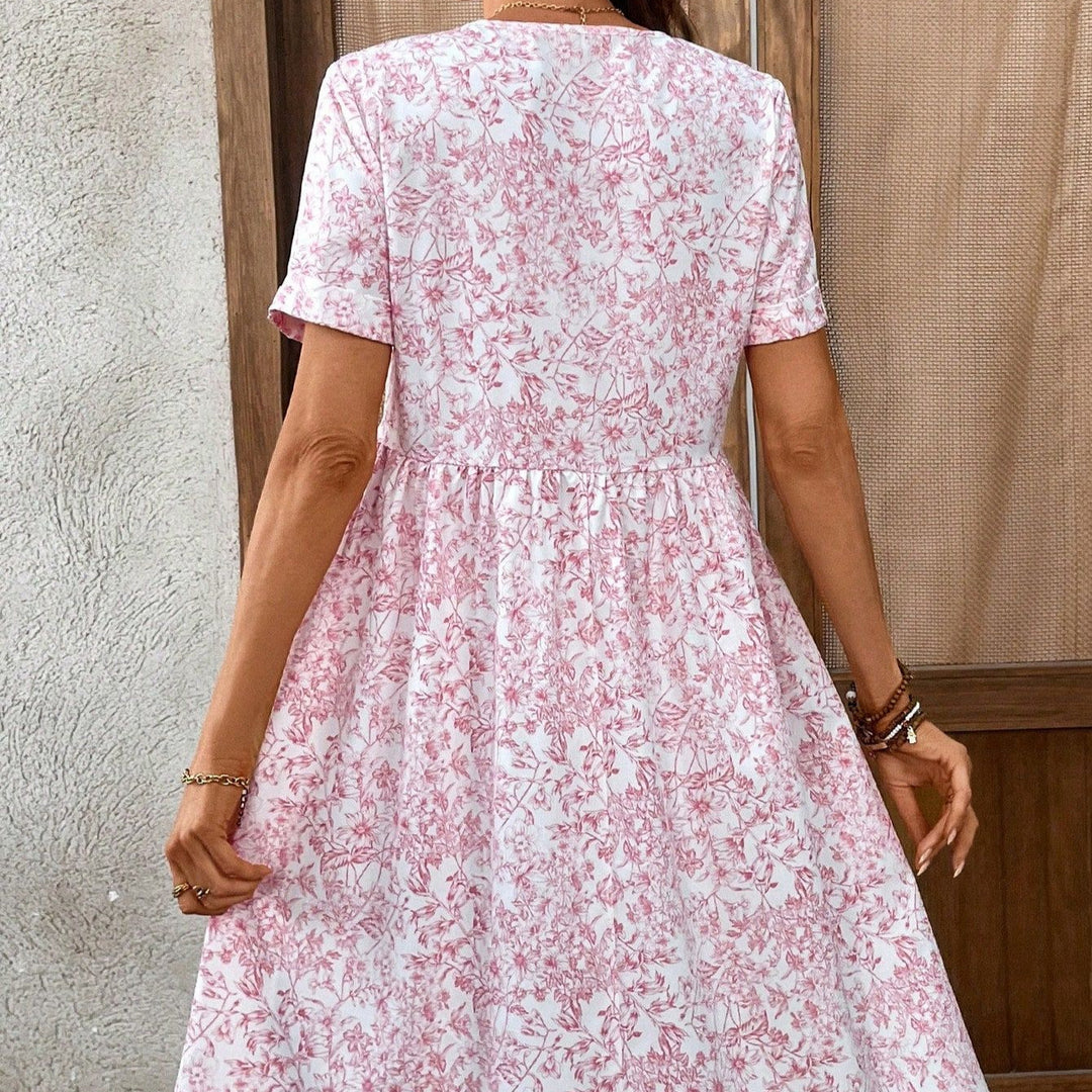 Damen Sommerliches Kleid mit floralem Muster und V-Ausschnitt Drune