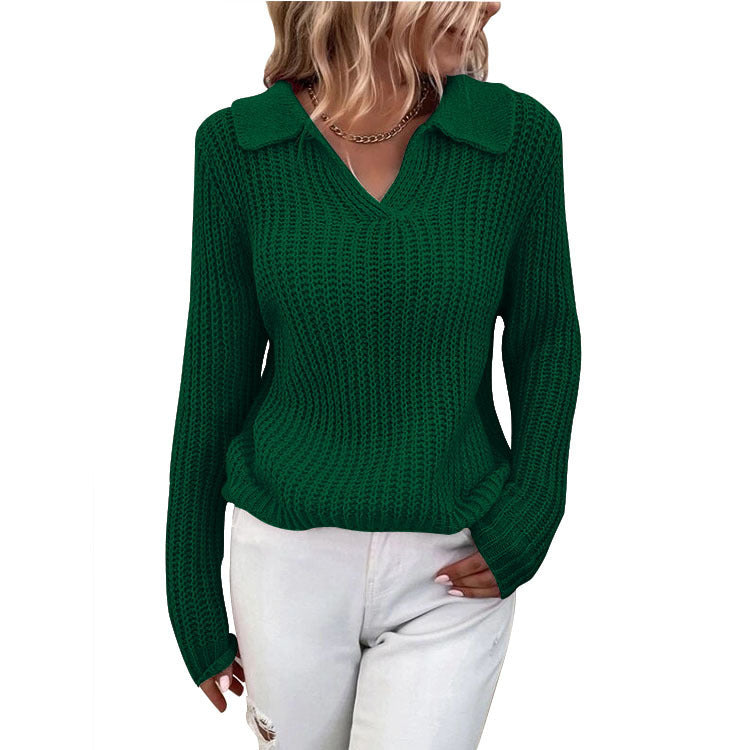 Damen Strickpullover mit Polokragen und feiner Rippstruktur Drune