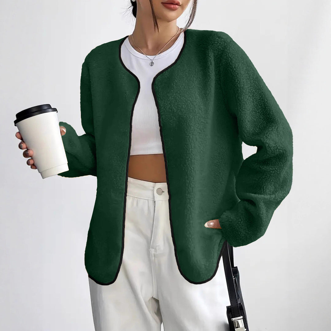Damen lässige Fleecejacke mit offenem Schnitt und praktischen Taschen Drune