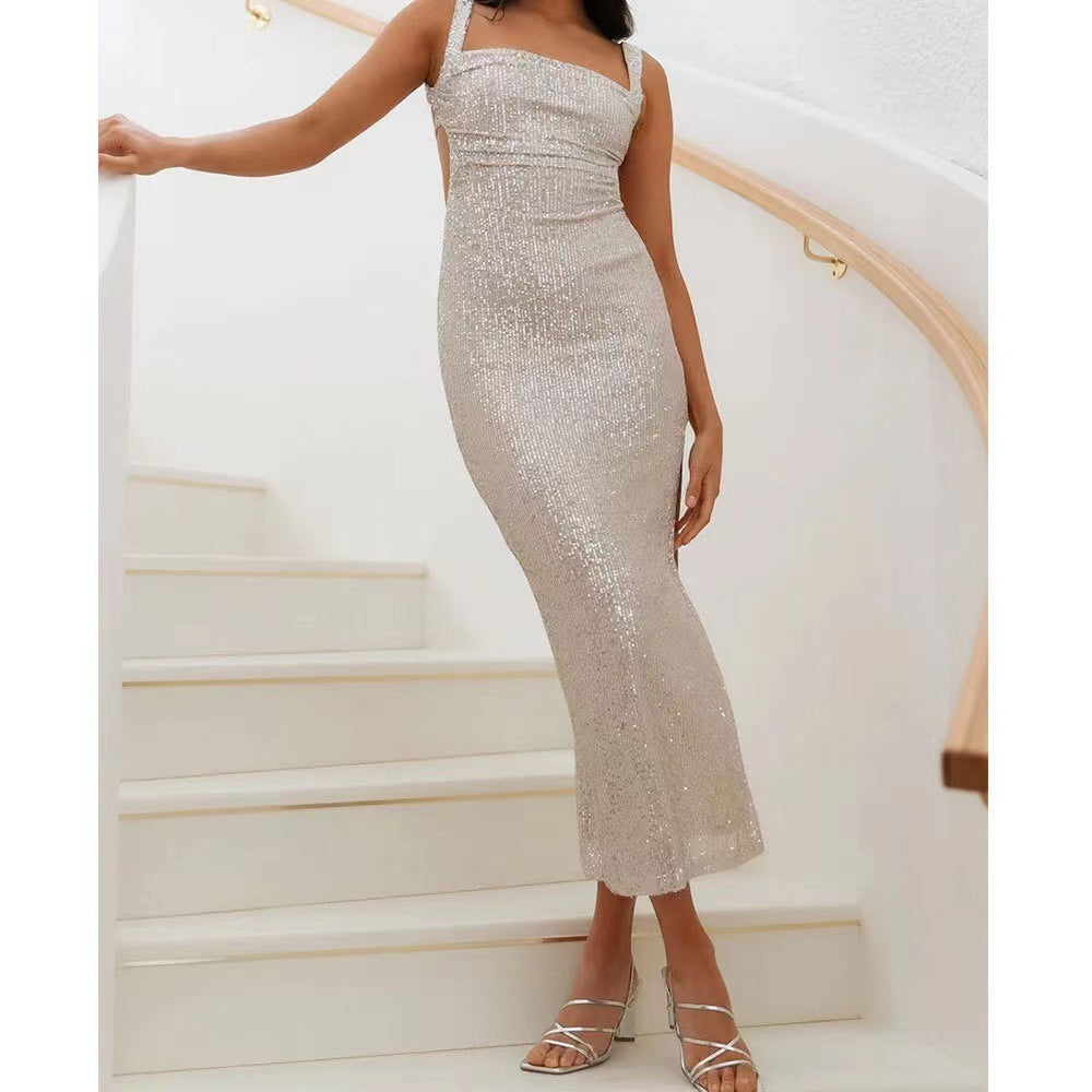 Damen Glamouröses Paillettenkleid mit schmalem Schnitt und verführerischem Design Drune