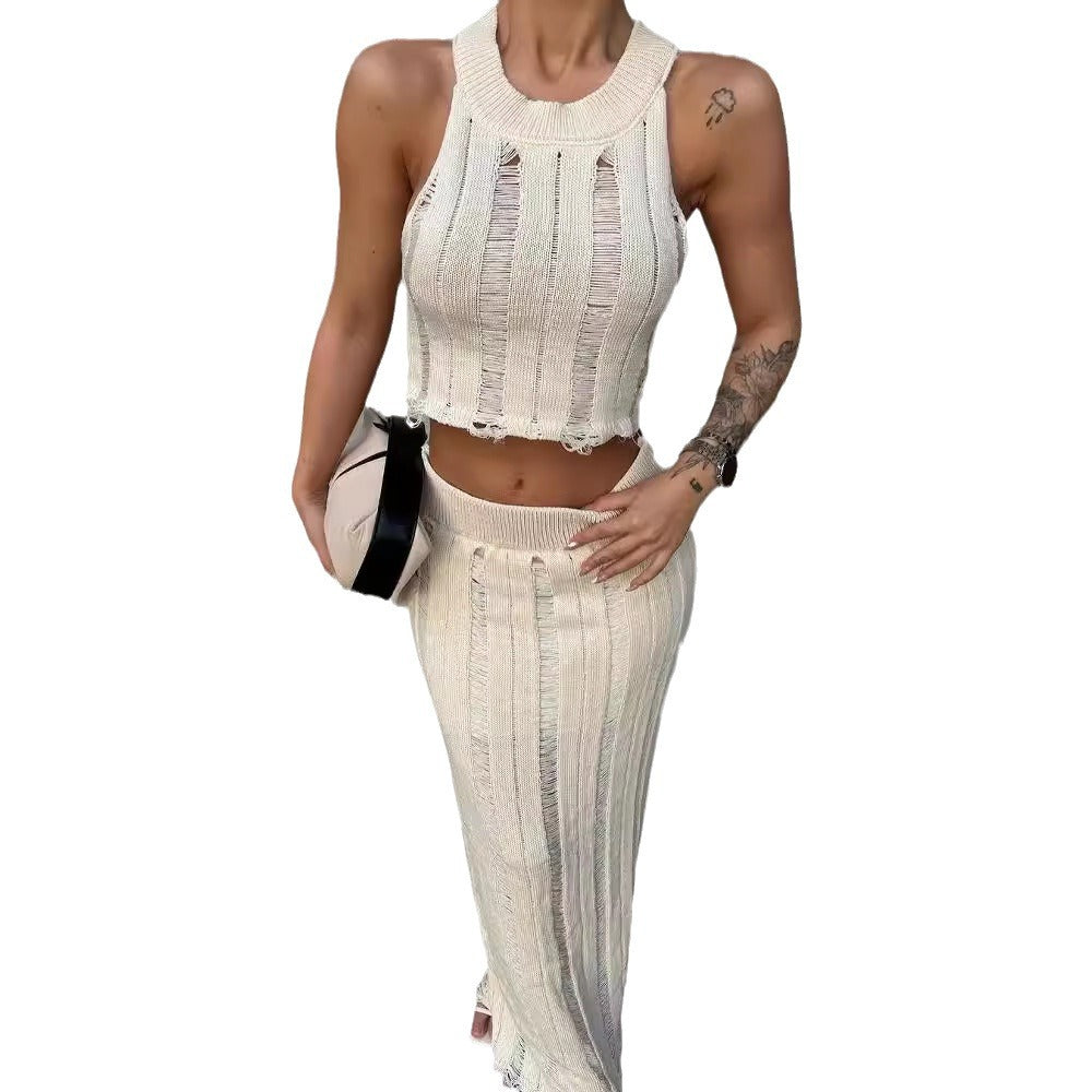 Damen Zweiteiliges Outfit mit elegantem Strickmuster Drune