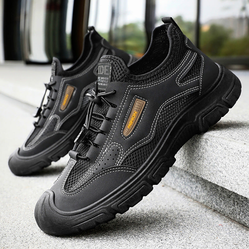 Herren nan robuster Mesh-Trekkingschuh mit verstärkter Gummizehenkappe, Schnellzug-Schnürung und griffiger Profilsohle Drune