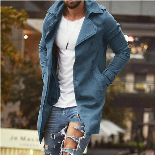 Herren nan leichter urbaner Trenchcoat mit zweireihiger Knopfleiste und lässiger Used-Optik Drune