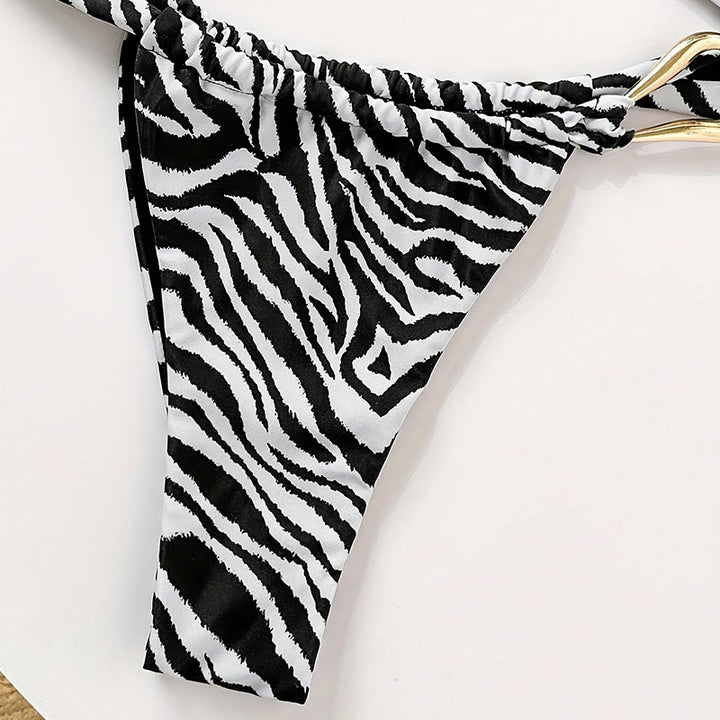 Damen Bandeau-Bikini mit hochwertigem Gold-Detail und elastischem Schnitt Drune