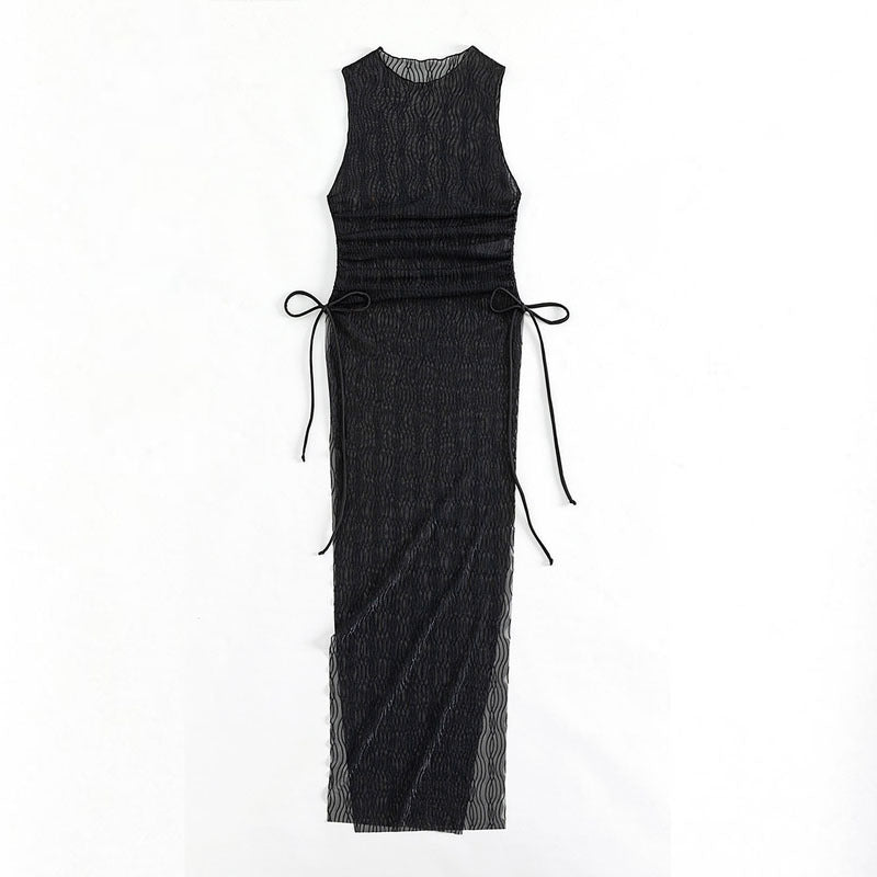 Damen lässiges Maxikleid mit Rüschendetails Drune