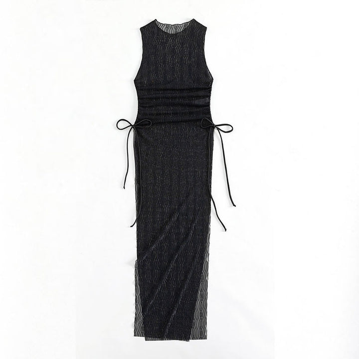 Damen lässiges Maxikleid mit Rüschendetails Drune