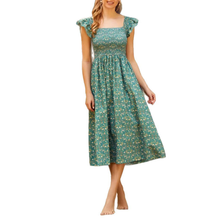 Damen Maxikleid mit tailliertem Schnitt und romantischen Rüschendetails Drune