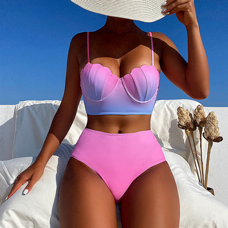 Damen Bikini-Oberteil mit Muschelform und hohem Bund Drune
